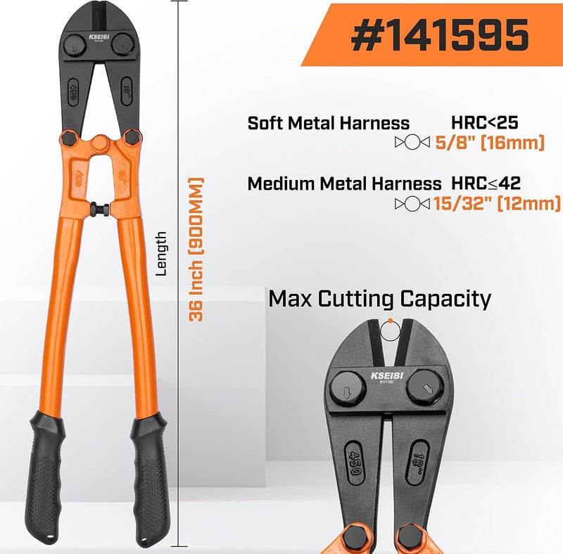 KSEIBI 141595 Bolt Lock Cutter Hand Jaws Blades Chain Wire Fence Cable Rebar Wire (36 Inch-900MM) - Image 2